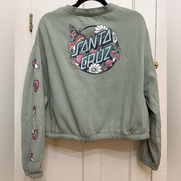 Green Santa Cruz Skateboards Mushroom Graphic Women's Cropped Sweater - Picture 2 of 13